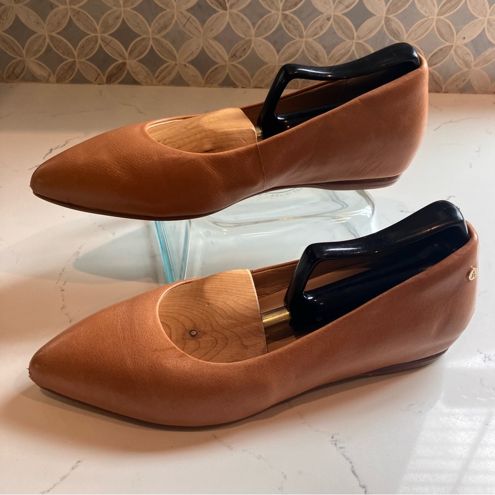 FRANKIE4 Poppy Leather Dress Flats Size 7 Tan Orthotic Slip-on Comfort Shoes - Picture 2 of 11